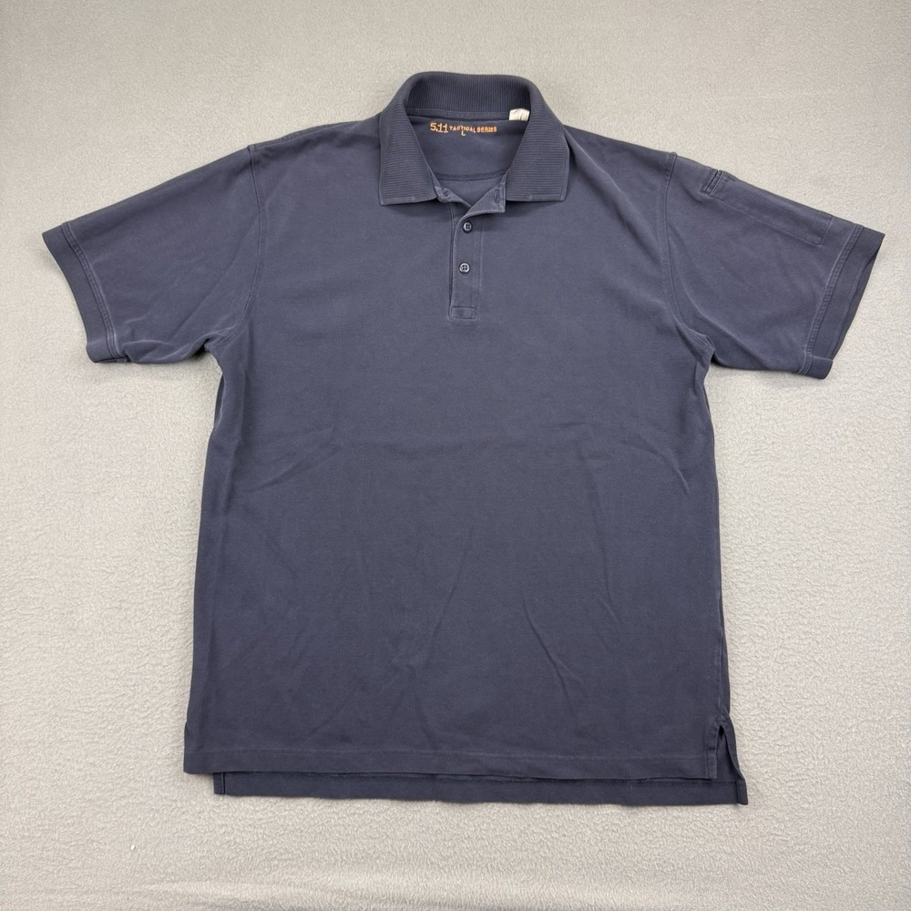 5.11 Tactical Polo Shirt Mens L Dark Navy Blue Short Sleeve Cotton Workwear